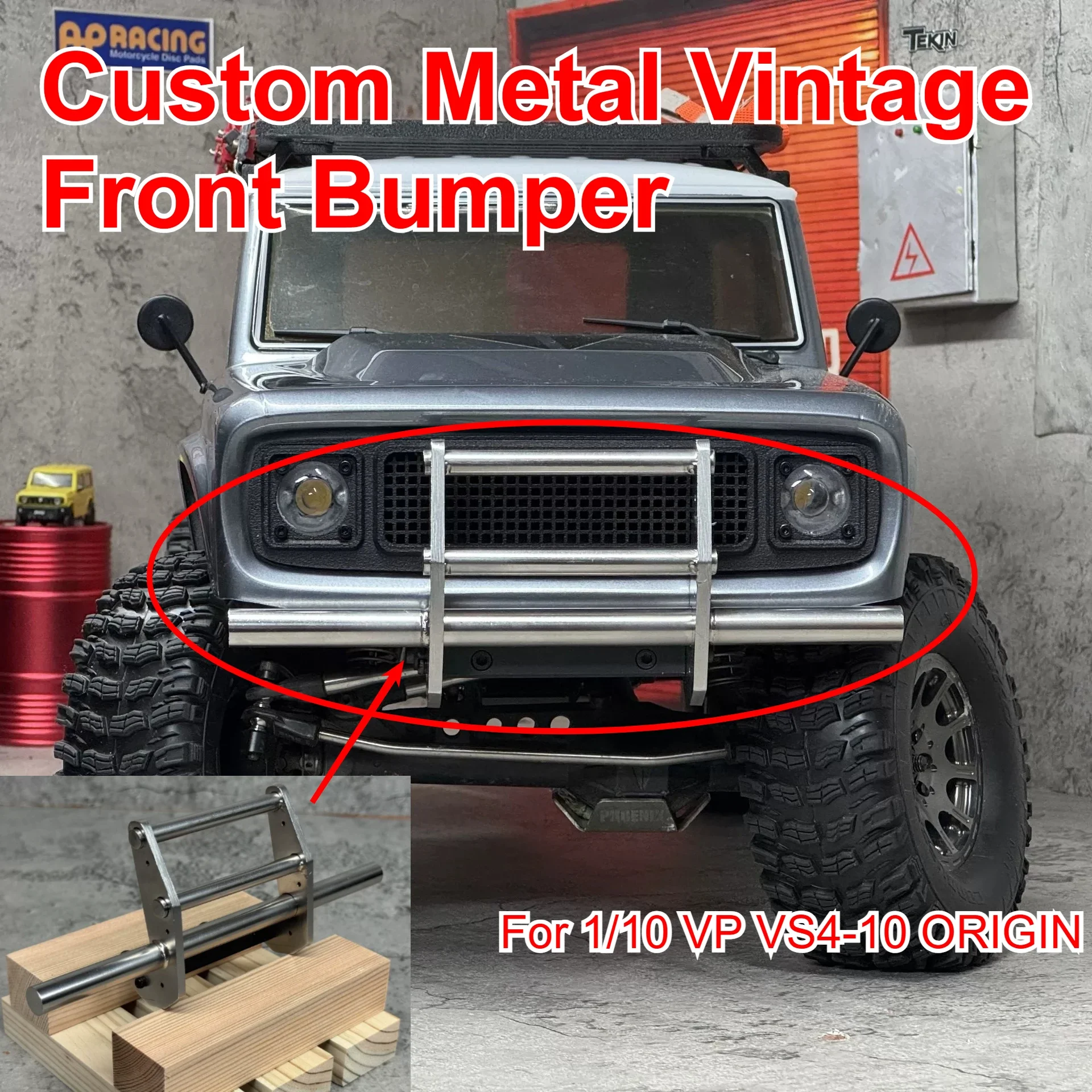 1/10 RC Offroad Crawler Metal Vintage Front Bumper For VP VS4-10 ORIGIN Custom Model Number Decorative Upgrade Mod Accessories
