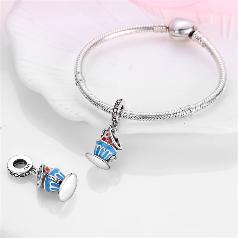 Fit Original Pandora Bracelet 925 Sterling Silver Afternoon Tea Love Cup Charms For Women DIY Bead Fashion Jewelry