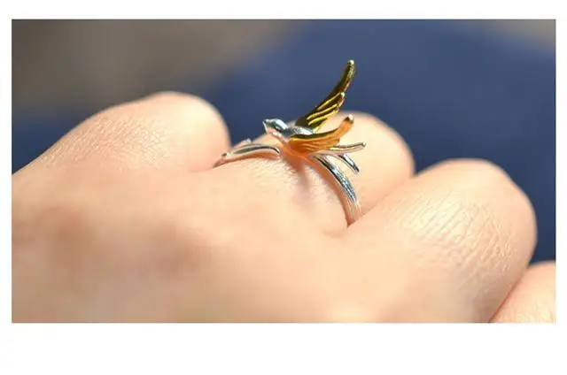 New 2023 Vintage Fashion Bird Ring Simple Personality Open Ring Banquet Jewelry Accessories Gift