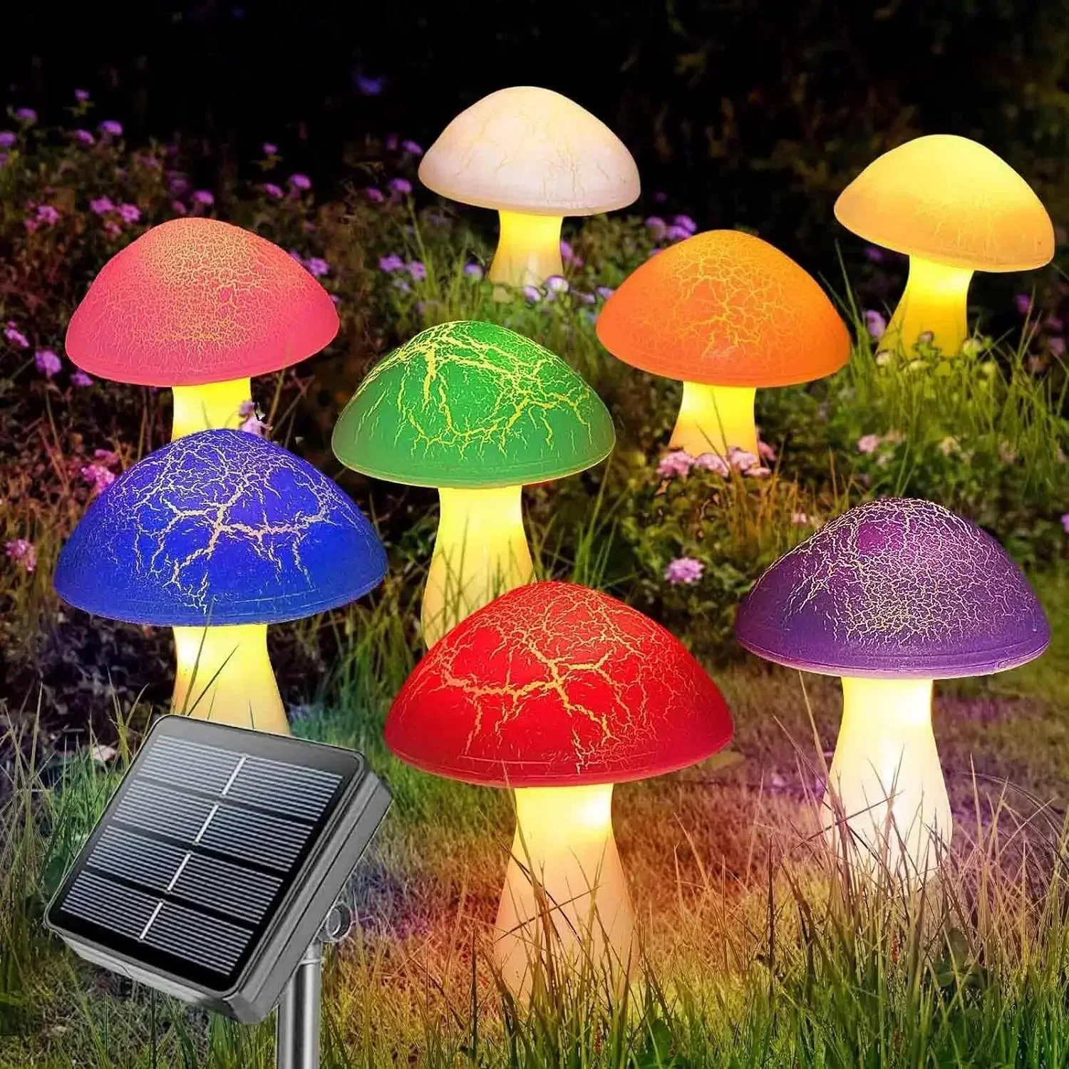 Hot Solar Cracked Mushroom Lamp Outdoor Waterproof Lawn Lamp Popular Lights Garden Creative Cute Mushroom Decorative Solar Lamp
