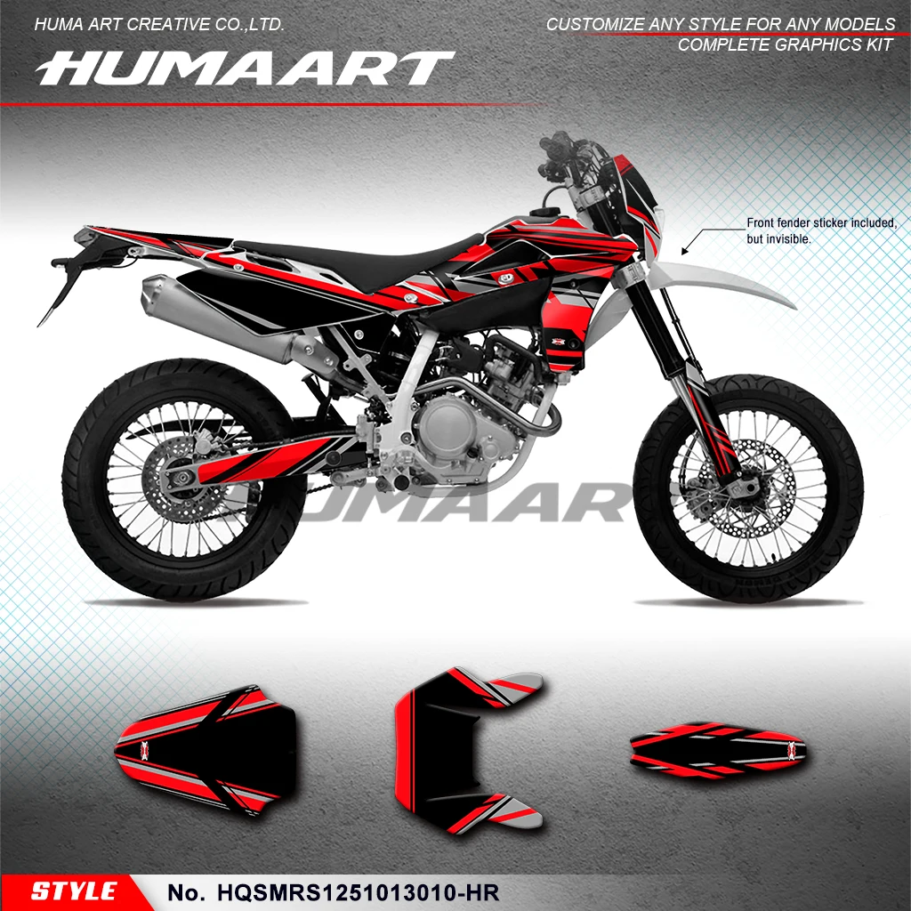 

HUMAART Dirtbike Graphics Durable Vinyl for Husqvarna SM SMR SMS 125 2010 2011 2012 2013 Enduro, HQSMRS1251013010-HR