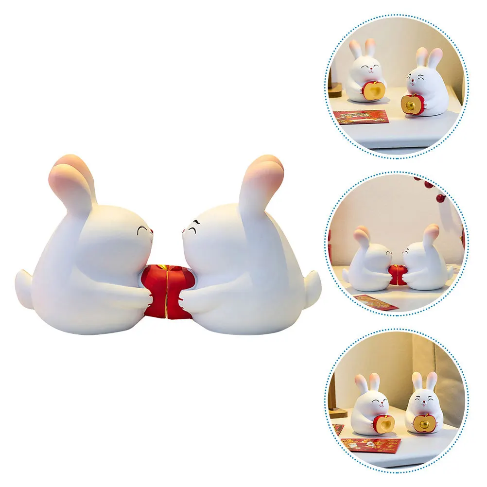 

1Pair Couple Rabbit Bunny Statue Resin Sculpture Wedding Room Decoration Romantic Gift Wedding Party Decoration