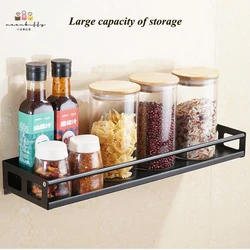 Bathroom Kitchen Organizer With Glue Free Perforated Wall Hanging Seasoning Bottle Storage Rack Wall Mounted Spice Shelves