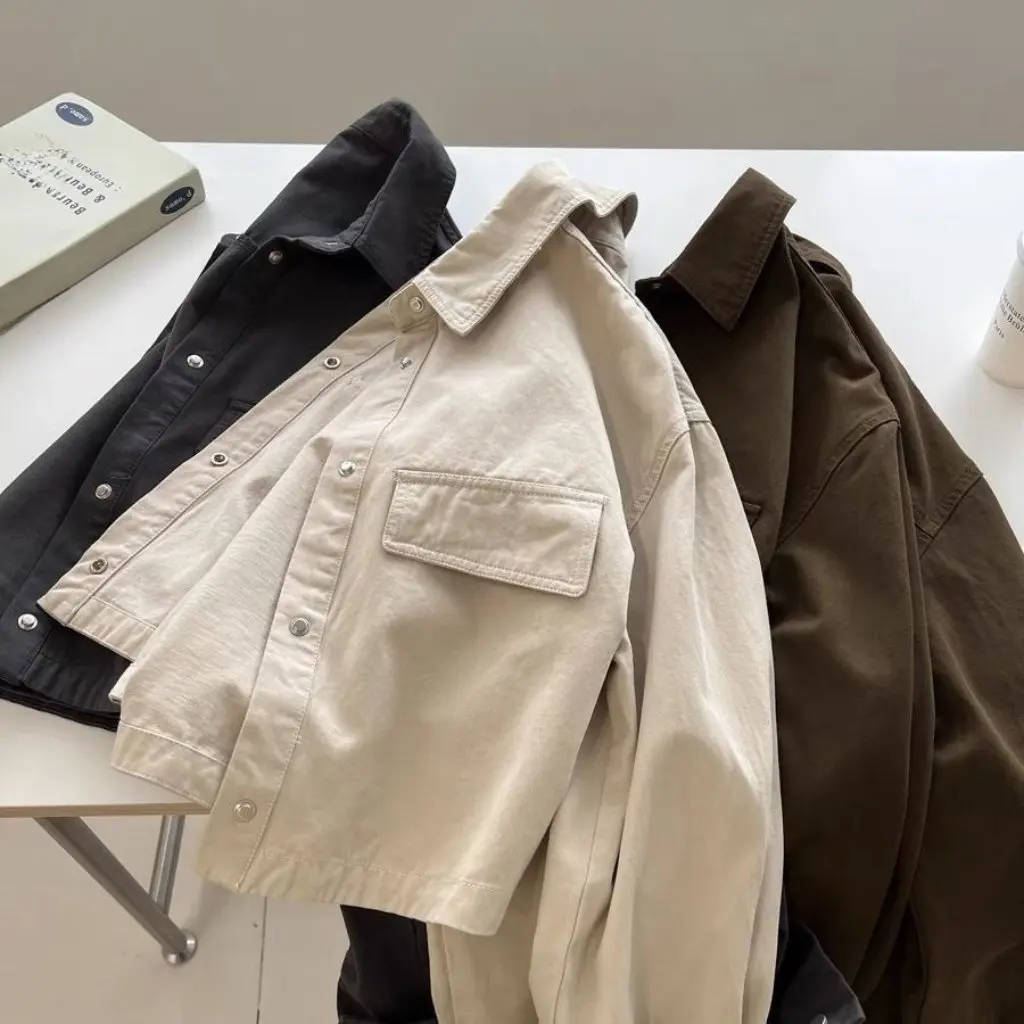 

Свободная рабочая одежда с коротким воротником, женская корейская универсальная куртка в стиле BF, топ, осень-зима, новый тренд