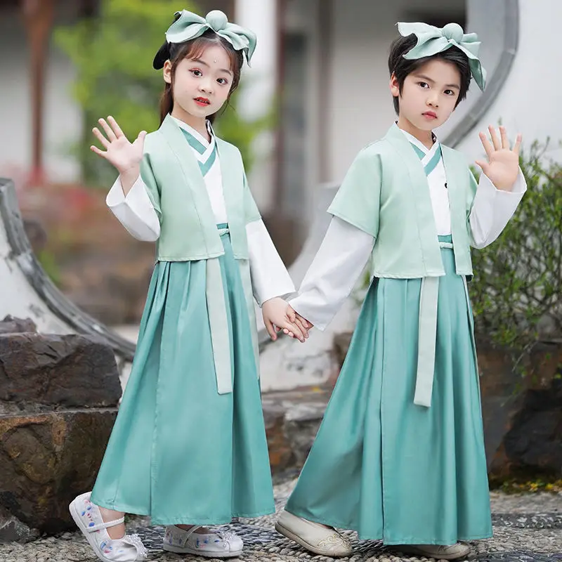 Hanfu Boy Tang Costume Girl Summer Chinese Style Children Ancient Costume Chinese Study Costume Full Set of Costumes