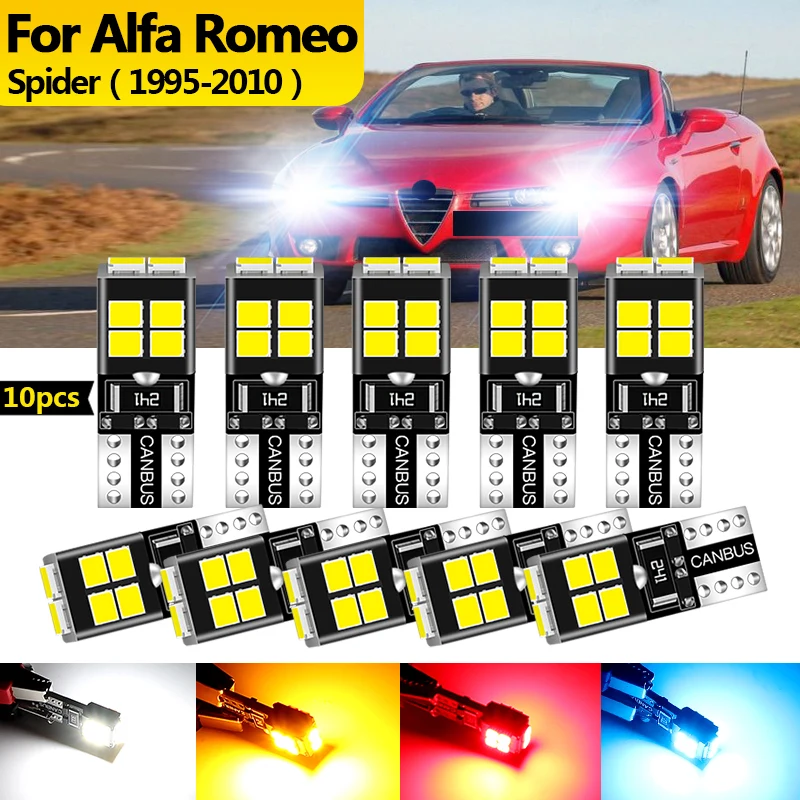 10PCS 12v For Alfa Romeo Spider 1995 1996 1997 1998 1999-2010 LED Clearance Light Parking Bulb Lamp W5W T10 194 car accessories