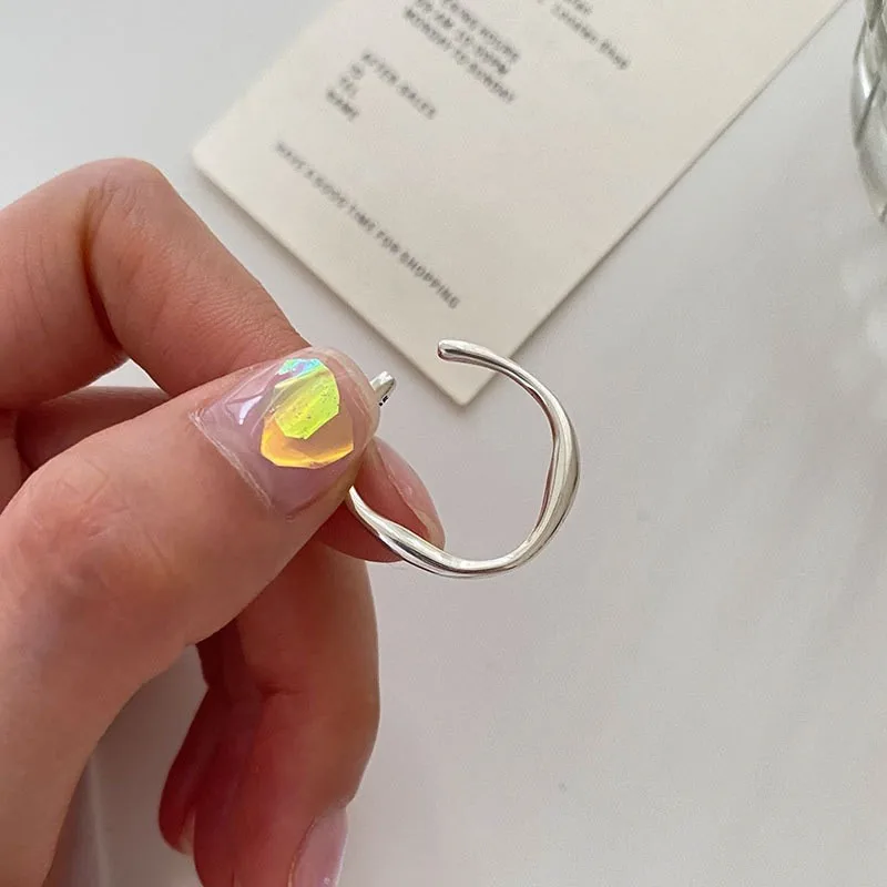 PANJBJ 925 Sterling Silber Perle Unregelmäßigen Ring für Frauen Shell Überlappende Hohl Süße Design Schmuck Geschenk Dropshipping – Detail 14