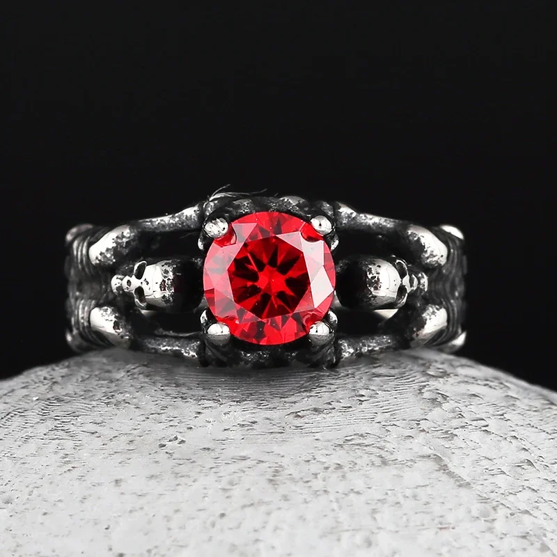 

Новинка 2024, готическое кольцо с черепом из нержавеющей стали 316L и камнем для мужчин и женщин, пара, свадебный подарок, дропшиппинг