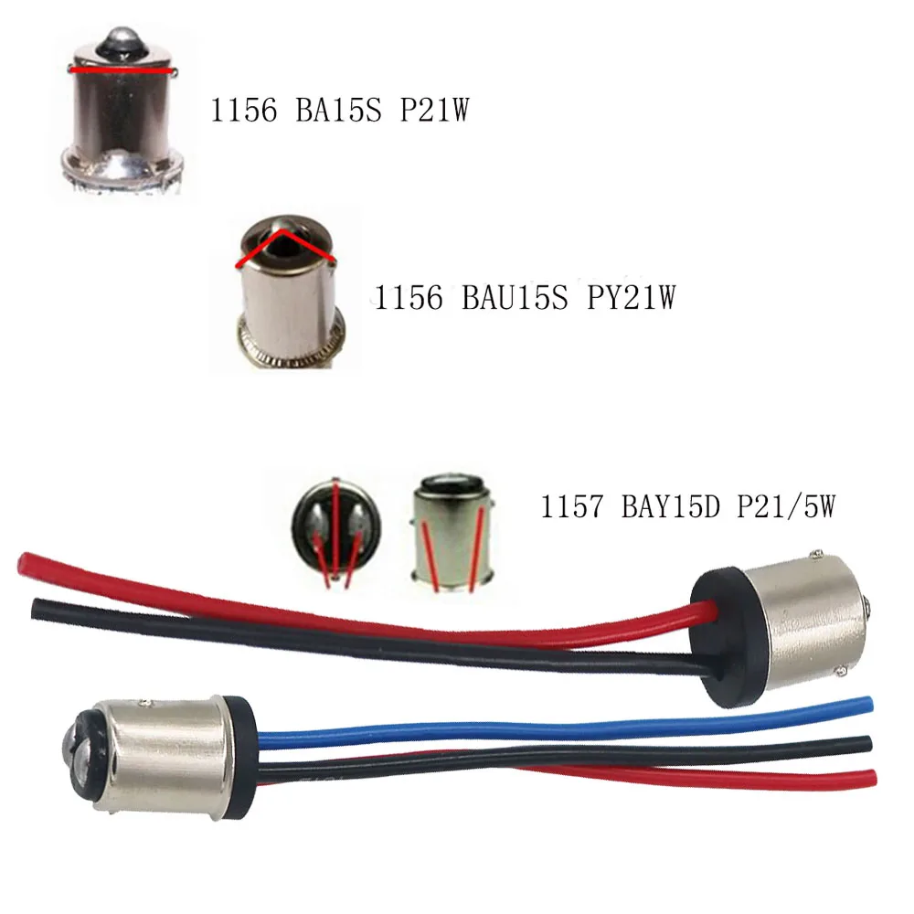 BAY15D 1157 1156 p21w BAU15S py21w 7440 w21w w21/5w 7443 3156 Socket Connector Male Adapter For Car LED Light DIY Wiring Harness
