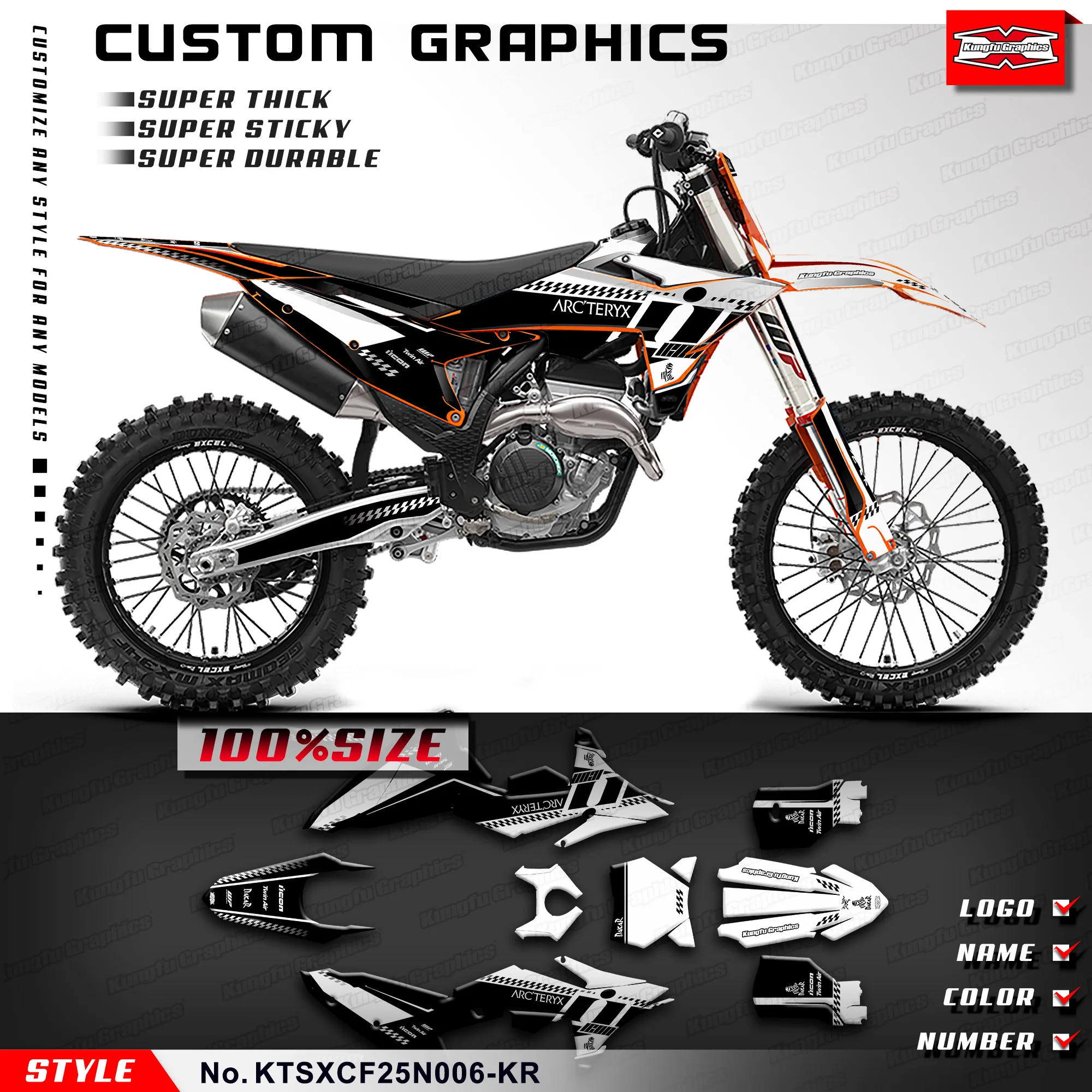 

KUNGFU GRAPHICS Adhesive Sticker Racing Graphics for KTM SX SXF XC XCF 25 26 & SXF 250 450 FACTORY EDITION 2024, KTSXCF25N006-KR