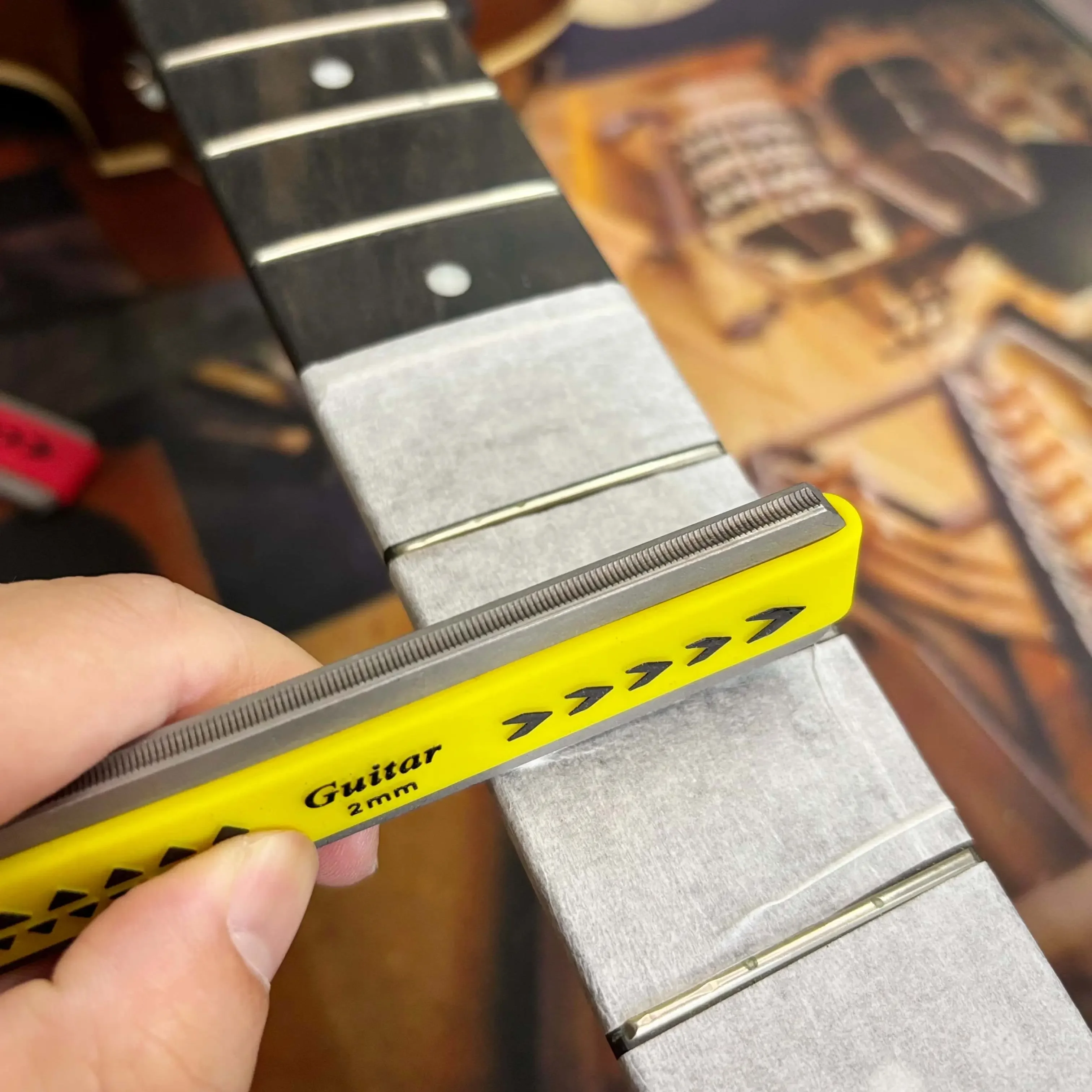 Guitar Ukulele Strings Instrument Fingerboard Fret Crowning File Block Double-sided Shaping File Punching Up Curved File Tool