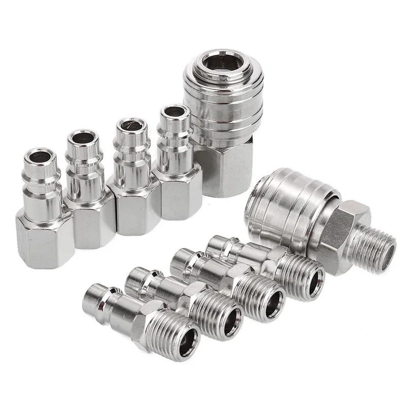 10pcs/set Quick Couplings BSP Air Line Fitting Euro 1/4