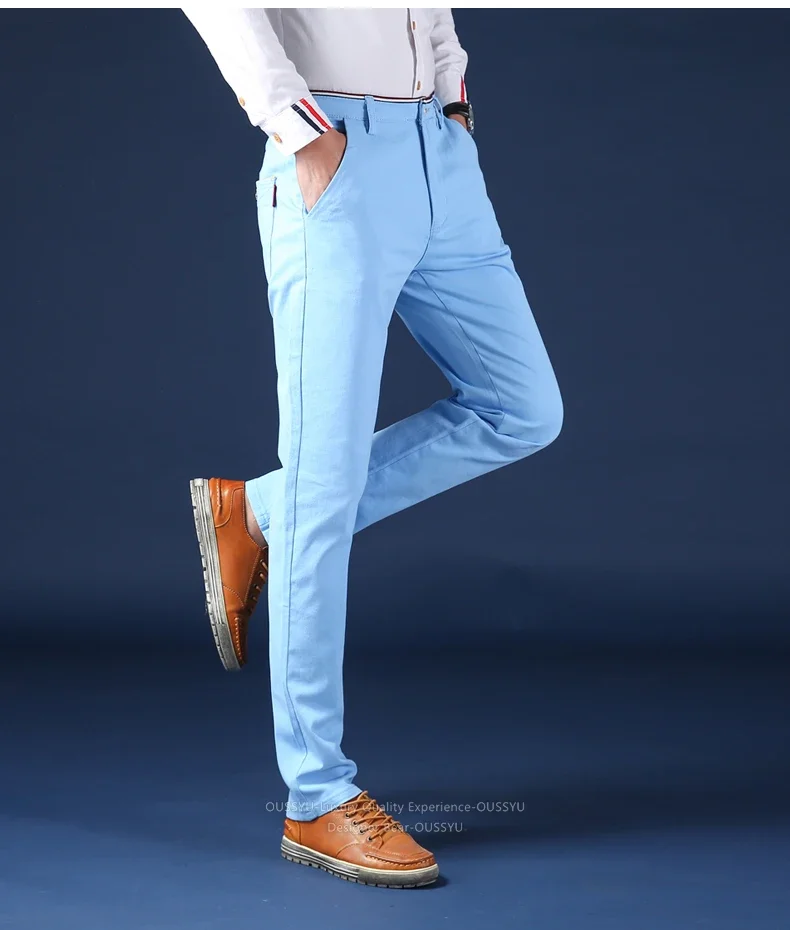 Herbstliche Einfarbige Herrenhose aus Baumwolle, Schmal Geschnittene Klassische Bleistifthose, Business-Hose im Koreanischen Stil, Lässige Chino-Twill-Hose für Männer – Detail 13