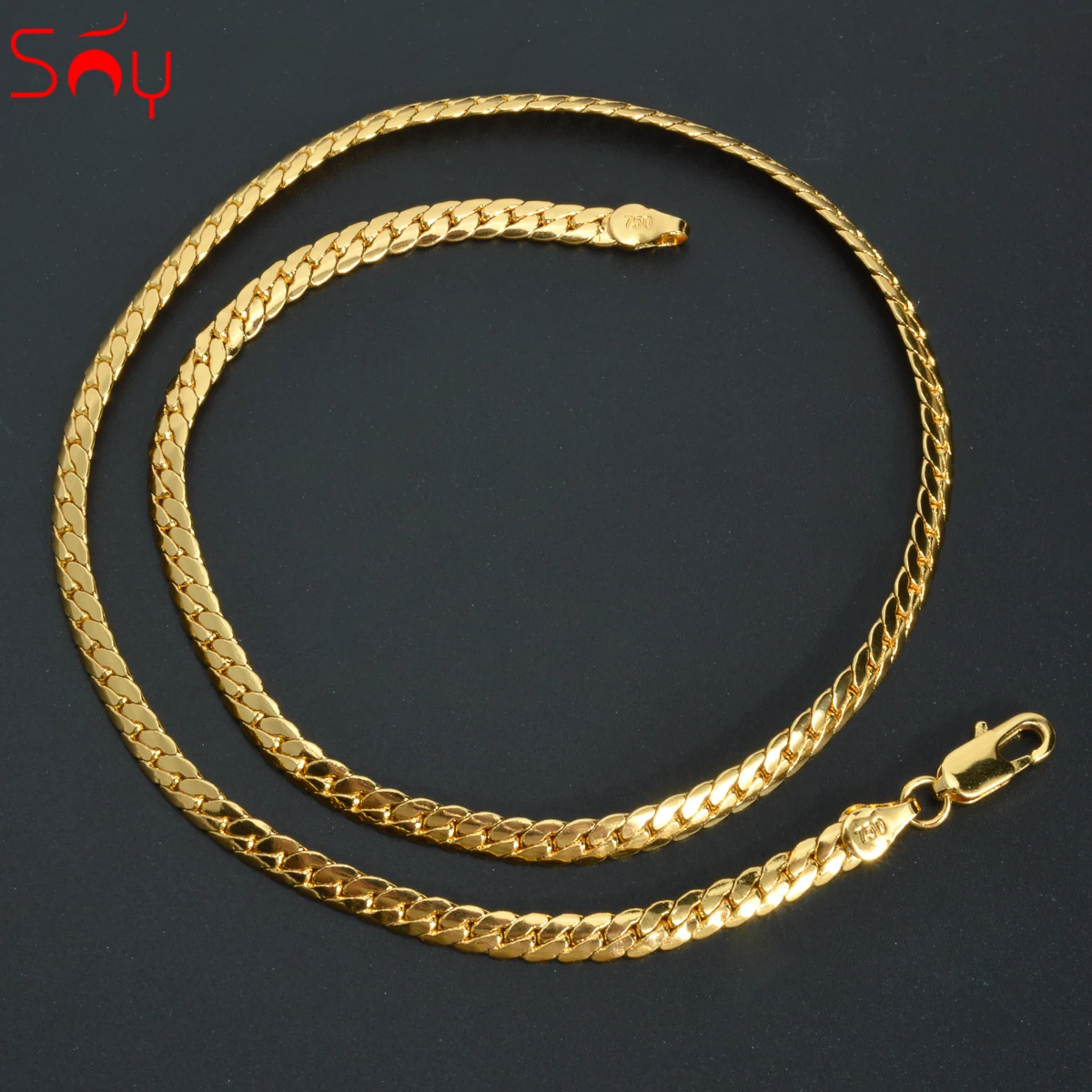 Men\'s Cuban Chain Necklace Hip Hop Gold Color Male Copper Snake Chain Necklace Wholesale Collares 4MM Womens Chain Jewelry Gift