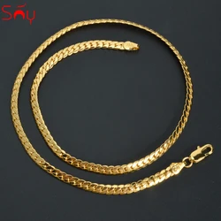 Men's Cuban Chain Necklace Hip Hop Gold Color Male Copper Snake Chain Necklace Wholesale Collares 4MM Womens Chain Jewelry Gift