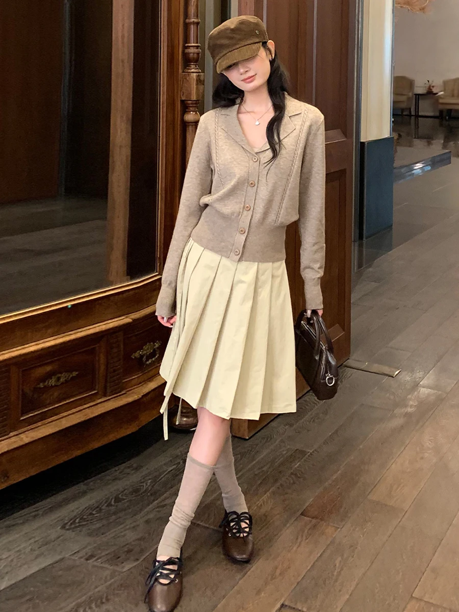 Retro Retro Knitted Sweater Coat French Style Long Sleeve Waist-Cinching Single Buttoned Autumn Winter Fashionable Casual Wear - Aliexpress Deal