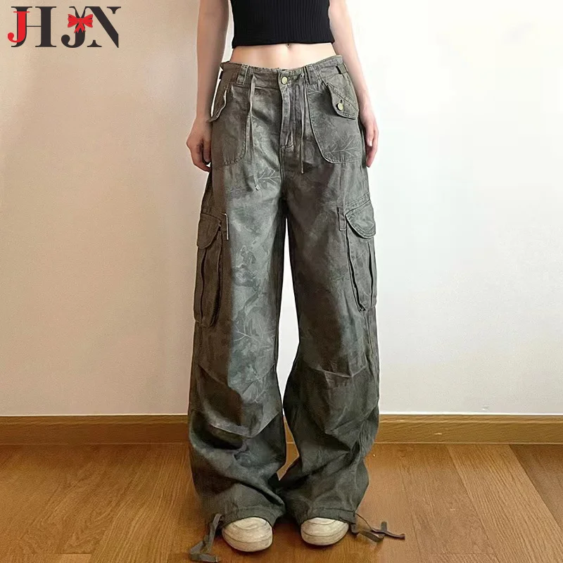 American Vintage  Big pocket Camouflage print Loose jeans High Street Jazz Dance Hip hop workwear pants New pants