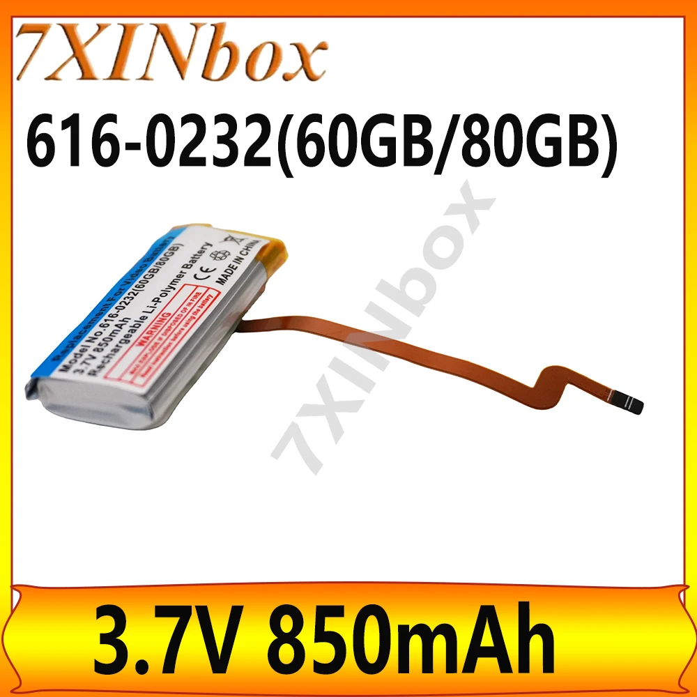 

7XINbox 616-0232 3.7V 850mAh OEM Recharaeable Li-Polymer Battery For ipod Video 5th 60GB 80GB A1136 Classic 6th 160GB free tools
