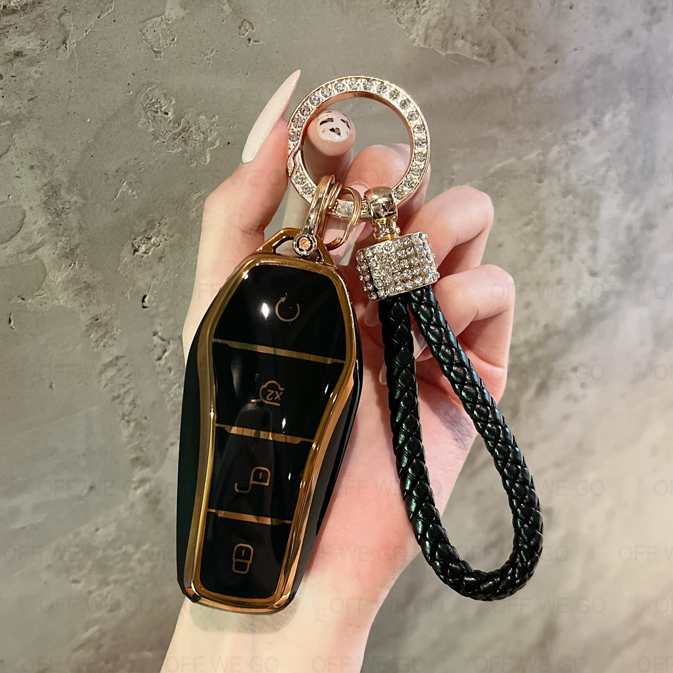 Autoschlüssel-Hülle Passend für BYD Han Ev Tang Dm, 4-Tasten Leder-Schlüsselhülle Smart Key-Gehäuse mit Schlüsselanhänger – Detail 9
