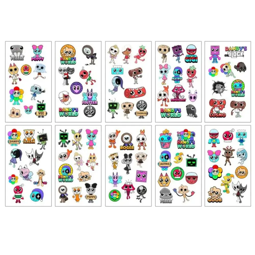10 قطعة/المجموعة الكرتون Dandys العالم لعبة المؤقتة الوشم ملصق لعبة هيئة الفن لصاقات وشم لعب لهدايا الحفلات #5