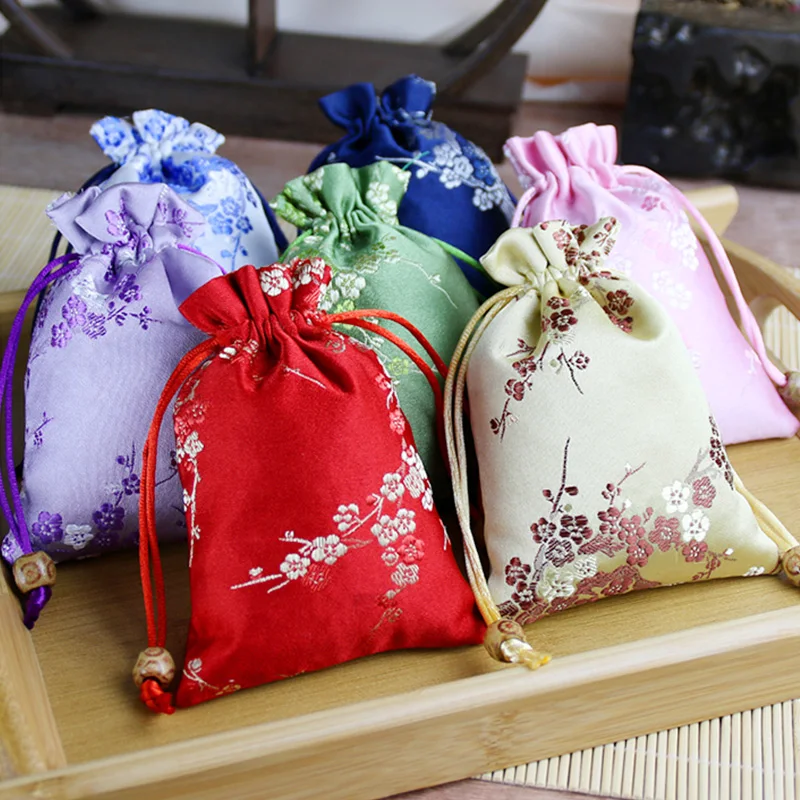 8*10cm/10*14cm Silk Bag Drawstring Pouch Mixed Colors Necklace Bracelet Beads Bags Jewelry Packaging Christmas/Wedding Gift Bag