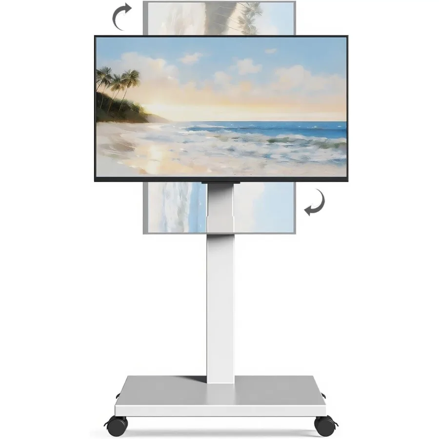 حامل تلفزيون متحرك عالي التحمل لأجهزة التلفاز مقاس 3275 بوصة عربة تلفزيون متنقلة مع 60 ارتفاع دوار قابل للتعديل صورة المناظر الطبيعية دوران الميل F #1