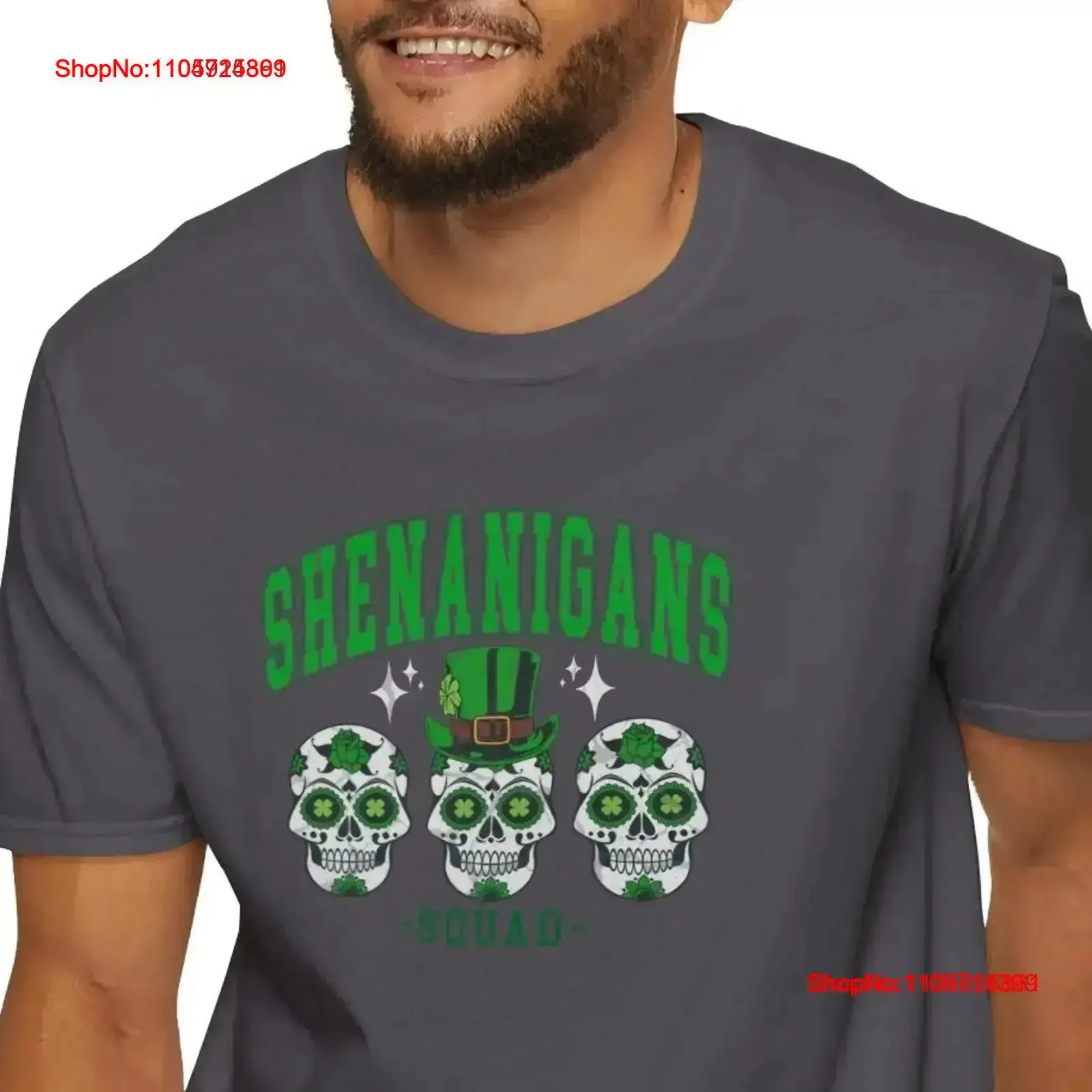 Shenanigans Squad T Shirt Skulls St Patricks Day Irish Lucky Shamrock for Paddys vintage Washed designer clothes Slightly homme