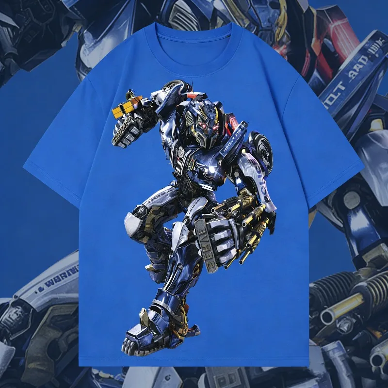 

2025-26 Summer Transformers Graphic 100% Cotton Printed T-shirt for Men Hasbro Brand Children and Unisex Breathable Loose Casual