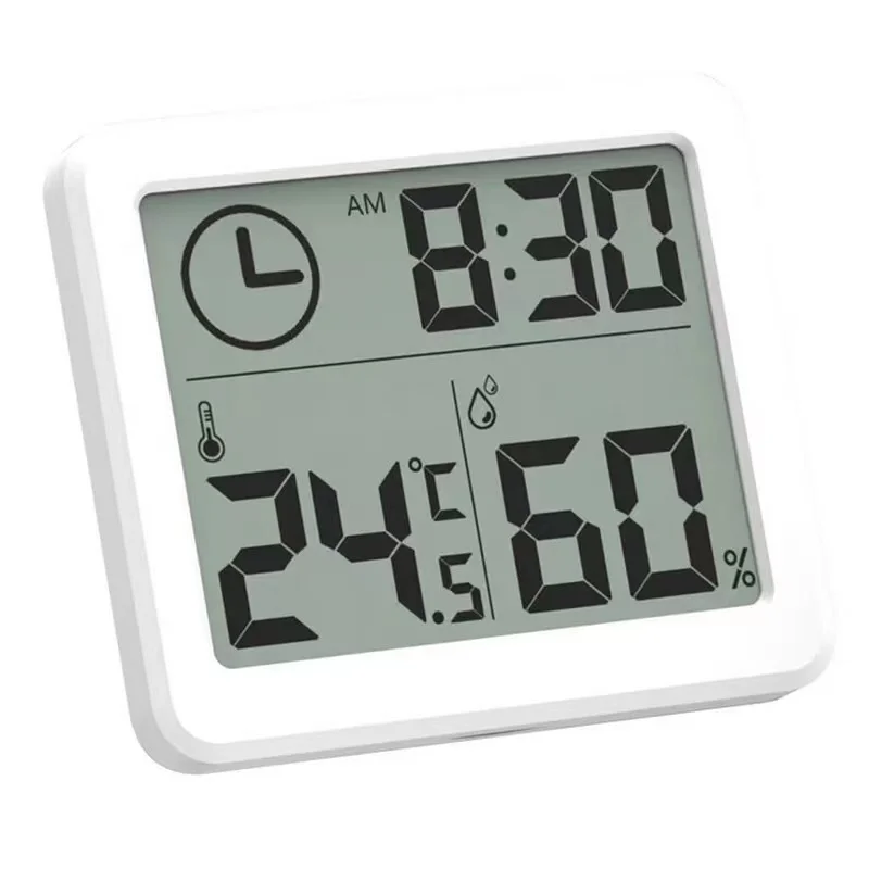 Digital Wall Clock With 3.2inch LCD Display Temperature Time Humidity Meter For Indoor Bedroom Baby Room