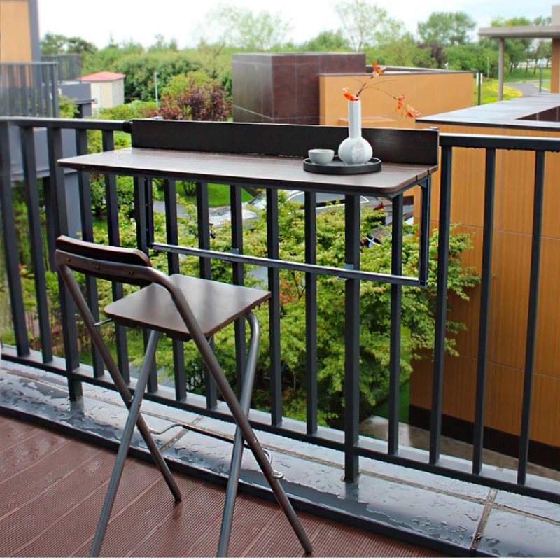 Aluminum Balcony Hanging Table Foldable Suspended Computer Desk  Spacious Home Bar Counter  Reinforced Adjustable Lift Desk