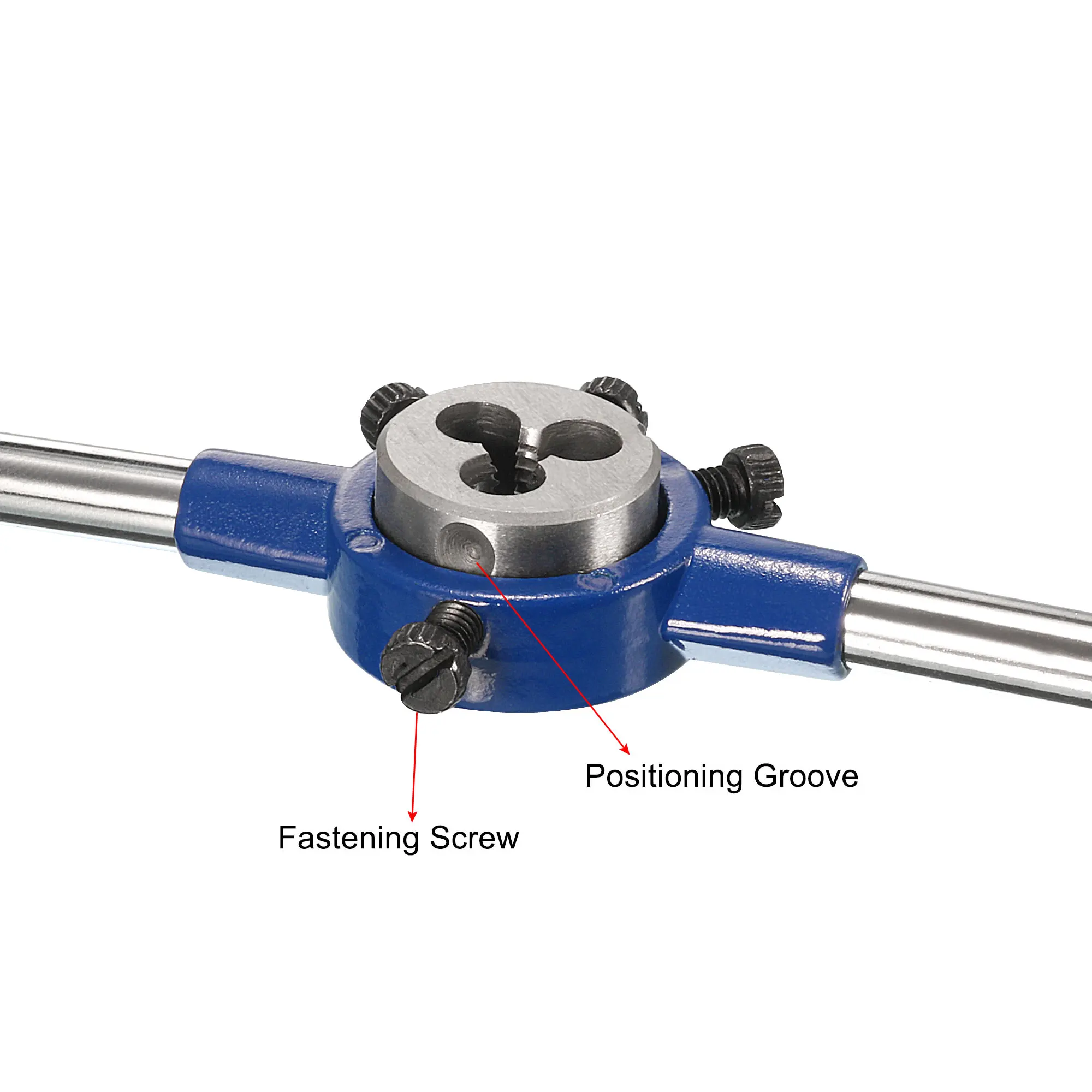 Uxcell Round Die Stock Handle Wrench Set 4-40 UNC Threading Die and 20mm Die Holder with 4 Adjustable Screws