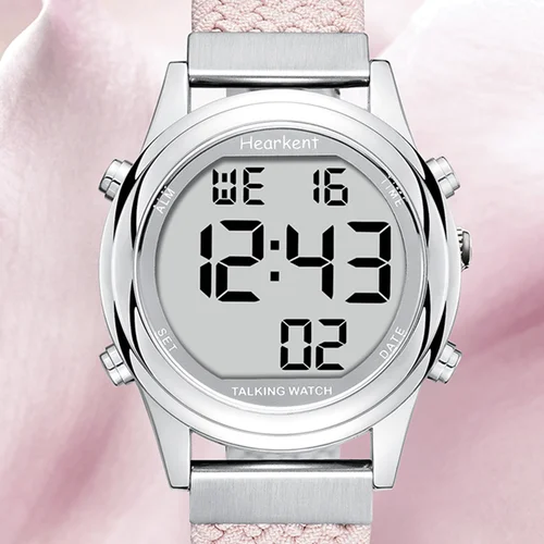 Imagen 2 del producto Reloj parlante, relojes de moda para mujer, correa de nailon informal, reloj de pulsera Digital, regalo para madre con inglés/español francés