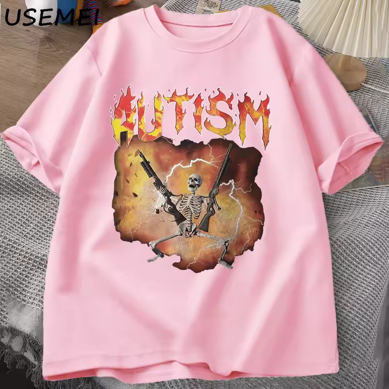 Autistic Funny Skeleton T-Shirt Men Women Autism Meme Graphic T Shirts Harajuku Fashion Cotton Vintage T Shirt Unisex Streetwear - Image 10