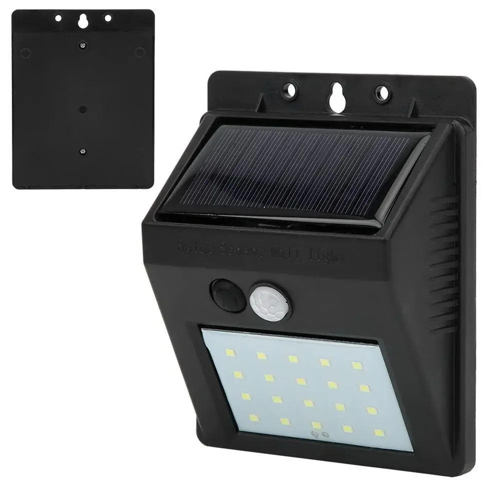 Imagem -02 - Lâmpada de Parede Sensor Solar para Exterior Quintal Corredor Calçadas Varandas Segurança do Jardim Sensor Pir Controle de Luz 20led