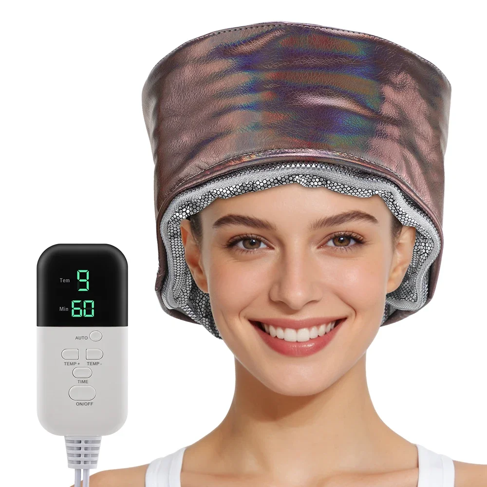 

Electric Hair Thermal Steamer Cap 9 Temperature Levels 5 Time Settings Deep Conditioning Heating Hat for Hair Treatment