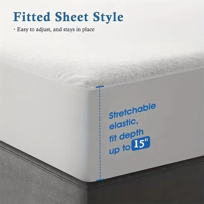 Cotton Terry Waterproof Bed Fitted Sheet Breathable Non-slip Bed Cover for Double King Queen Size Mattress Protector Bedspreads