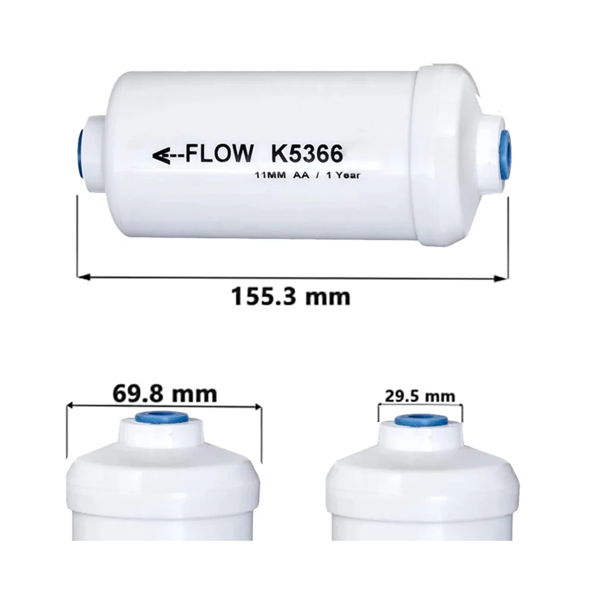 Filtro de agua de fluoruro de repuesto, 2 uds., K5366 PF-2, Compatible con elementos de purificación del sistema de filtrado de agua por gravedad