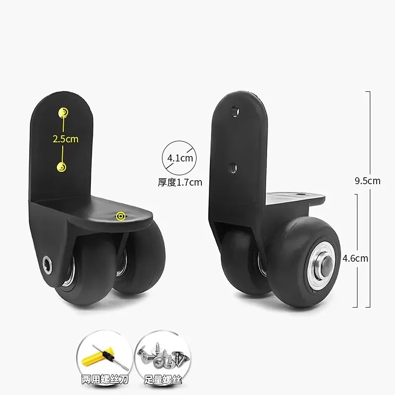 2Pcs Black Plastic Furniture Casters Wheel Suitcase Rollers Trolley Desk Chair Pulley Office Furniture Hardware Bottom Wheels