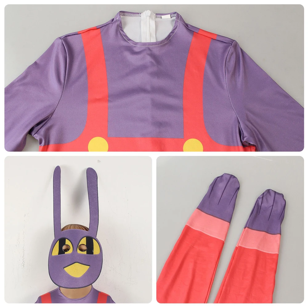 Lyus Jax Cosplay Costume pour enfants, Combinaisons avec masque, Vêtements Mr Rabbit, Halloween Party, Carnaval, The Items Digital, Bol, Garçons