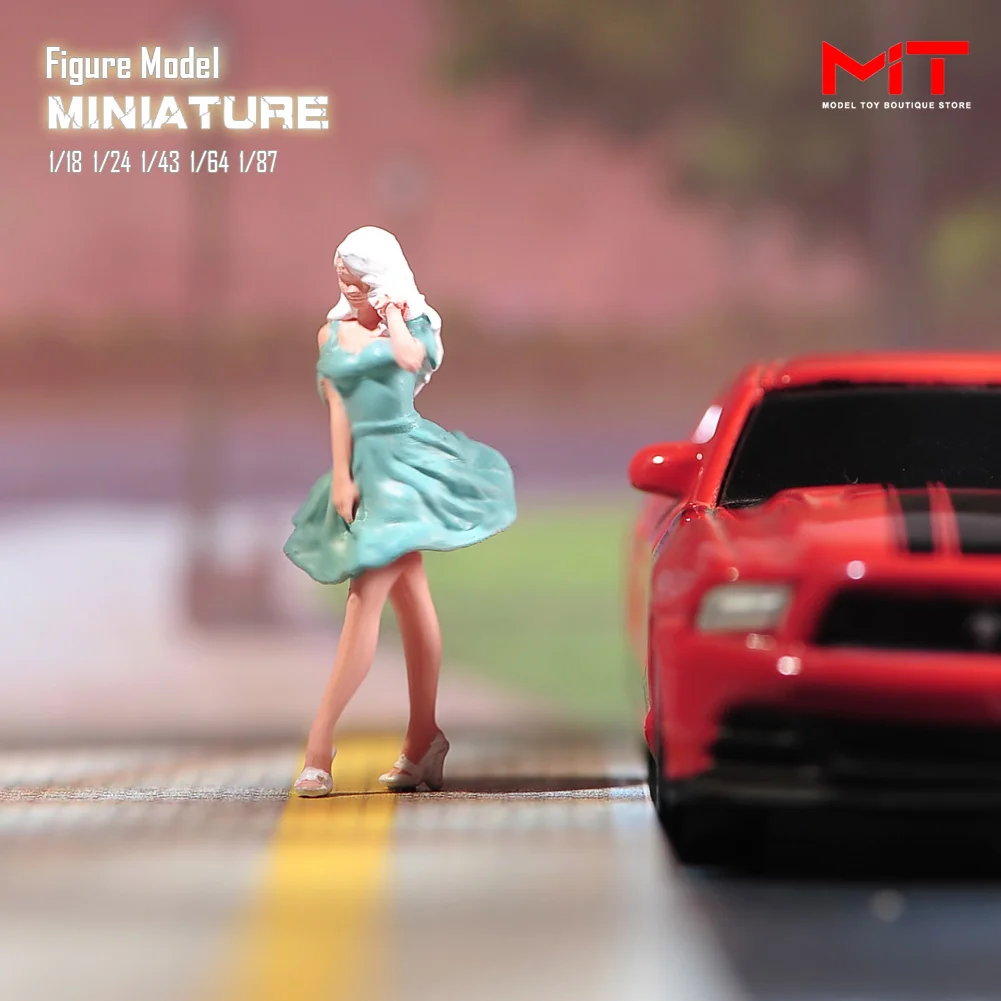 Miniature Figure 1/87 1/64 1/43 1/24 1/18 Beauty Girl Wearing Bubble Skirt Diorama Figurine Resin Model Scene Prop Decor Crafts