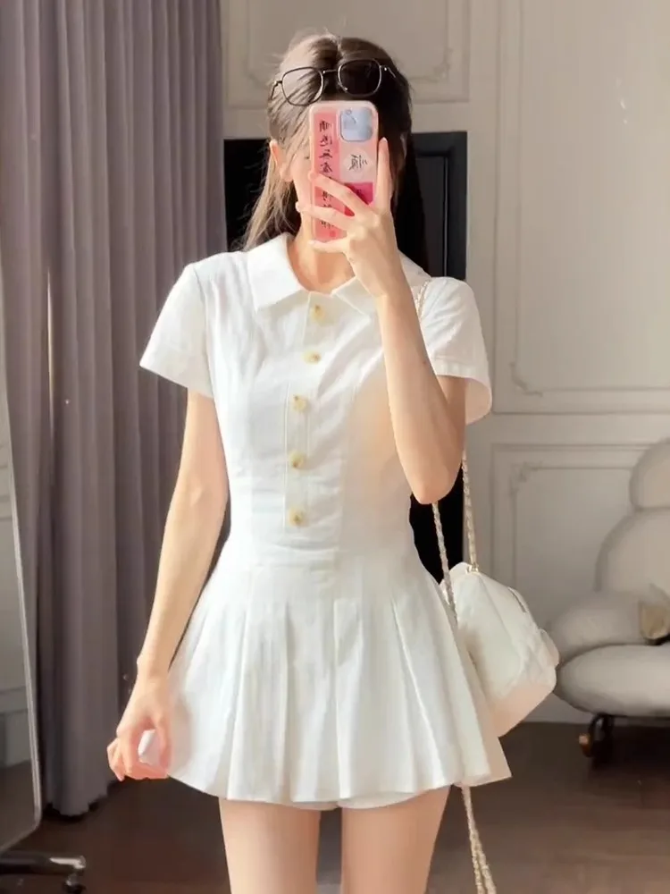 

Princess Style Sweetish Texture Vertical Stripe Shirt Dress Women's Summer New Unique Beautiful Waist-Cinched Skirt Dress