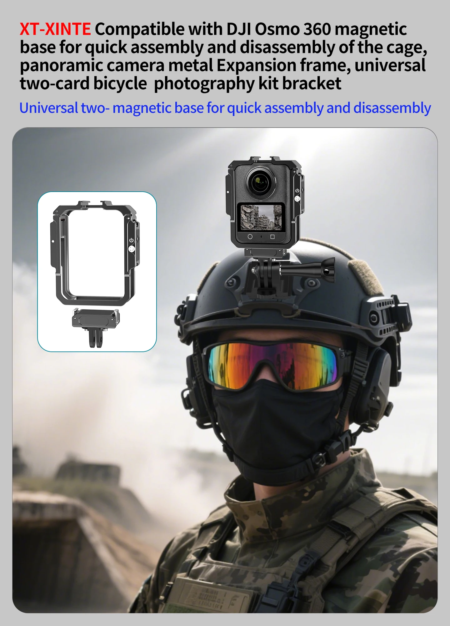 Schutzhülle Kamerakäfig-Set für DJI OSMO 360, Zubehör, Rahmen aus Aluminiumlegierung, 1/4 ARRI Cold Shoe Adapter Shell – Detail 17