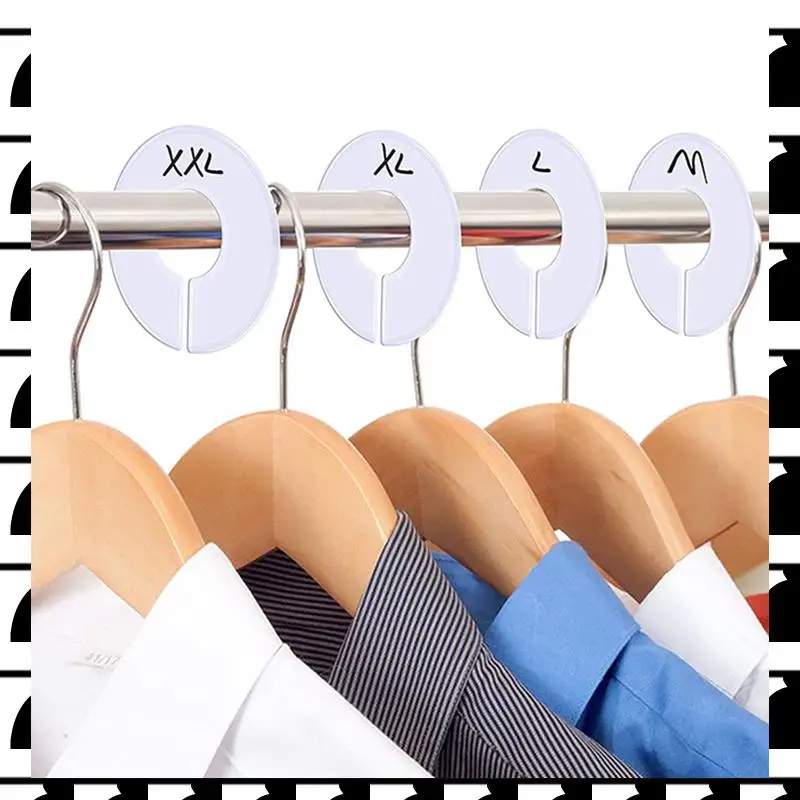 

A44U, 60 шт., белые круглые вешалки для одежды, разделители для шкафа, вешалки с 1 маркером (наружный 3,5 дюйма, внутренний диаметр 1,38 дюйма)