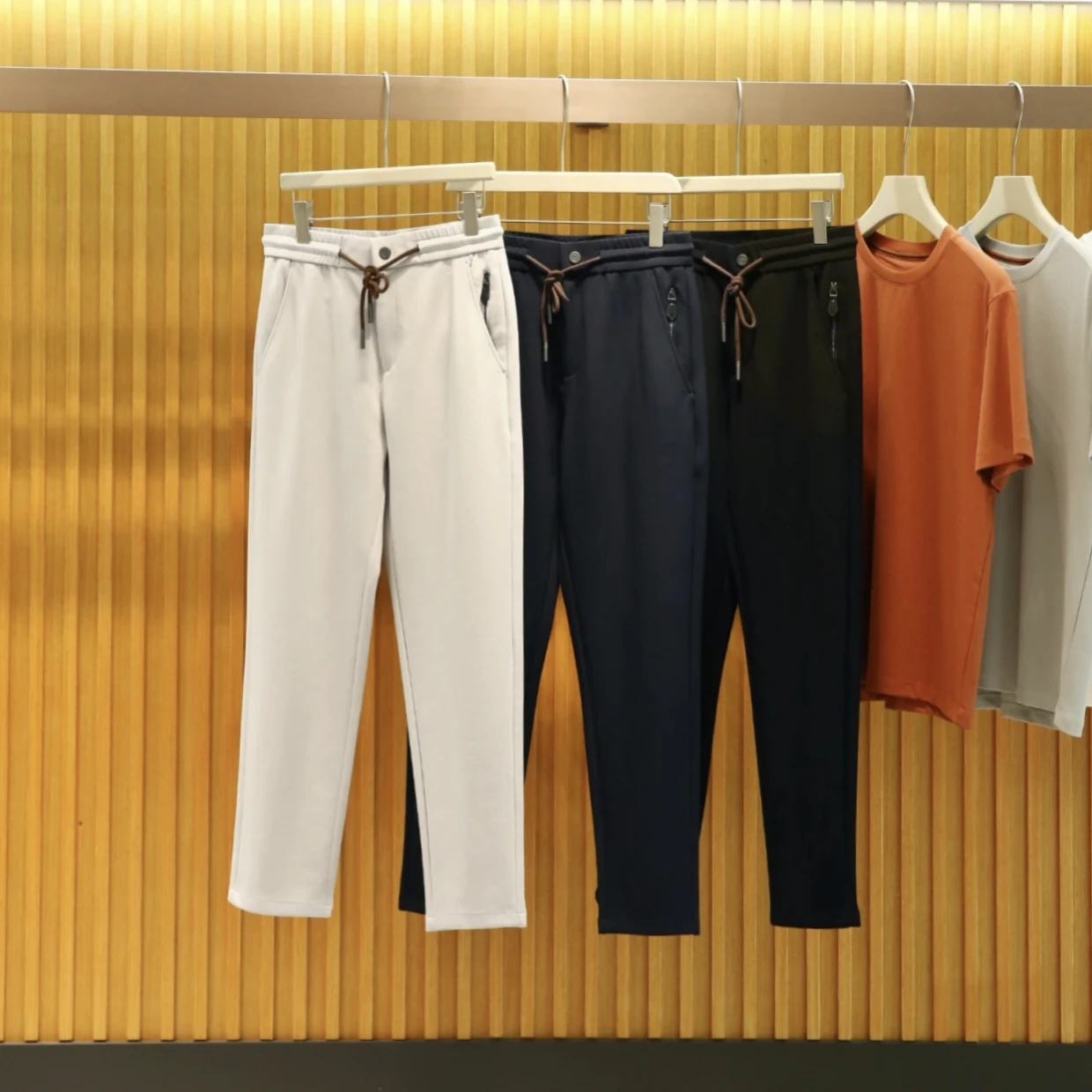 

Nostaic Sle! Wool Blend! Spring Summer New Men's Soft Breathable Busin Casual Long Pants Straight Leg Elasti...