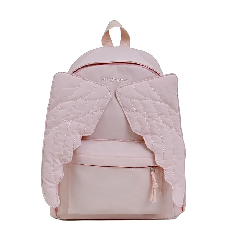 Cute Angel Wings Women Backpack Sweet Versatile Canvas Girls Backpack  Large Capacity Outdoor Travel Bag рюкзак для девочки