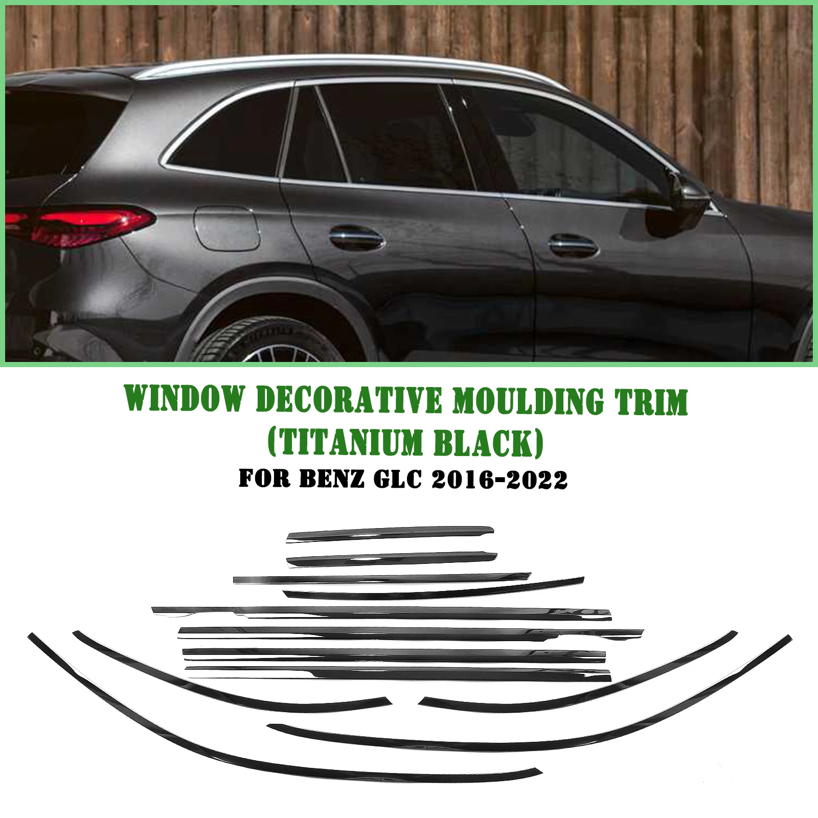 

For Mercedes Benz x254 GLC Class 2016-2022 SUV Exterior Window Trim Strip Titanium Black Door Waterproof Seal Shade Decorative