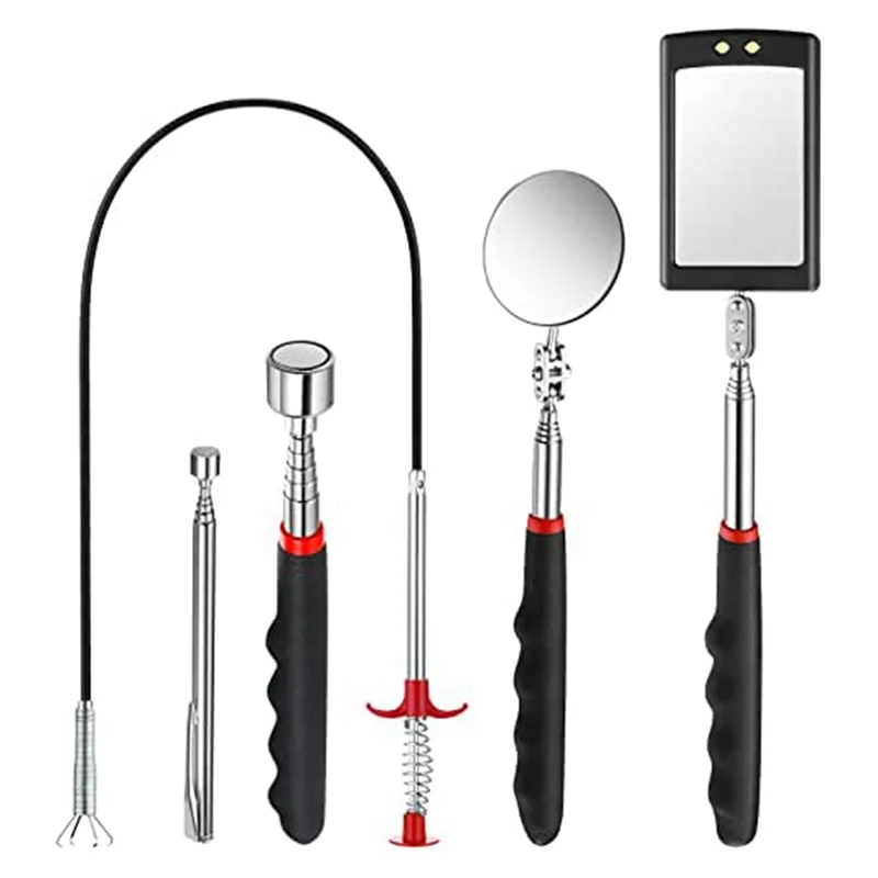 

A76K 5Pcs Telescoping Magnet Pick Up Tool Set Extendable Claw Tool Bendable Spring Telescoping For Home Sink Drains Kitchen
