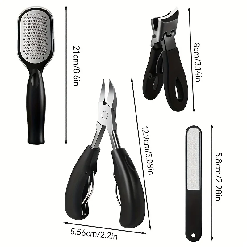 Kit de herramientas profesional para manicurista y pedicurista, 4 Uds., con cortaúñas, tijeras curvas, lima de uñas, amoladora y cortaúñas empujador