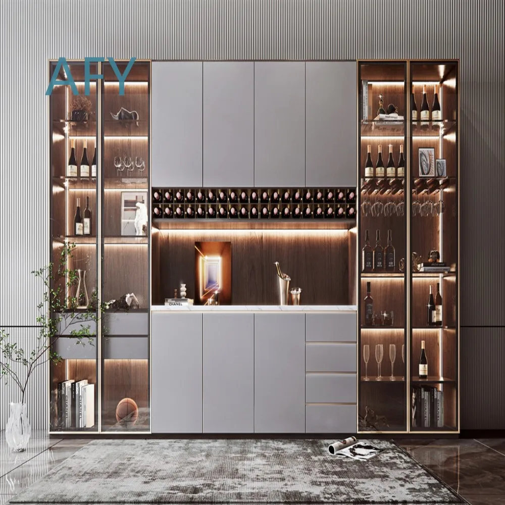 Hot Selling Eco Friendly Durable Customized Solid Oak Wood Modern Wine Cabinet for Luxury Apartment Villa Living Room for