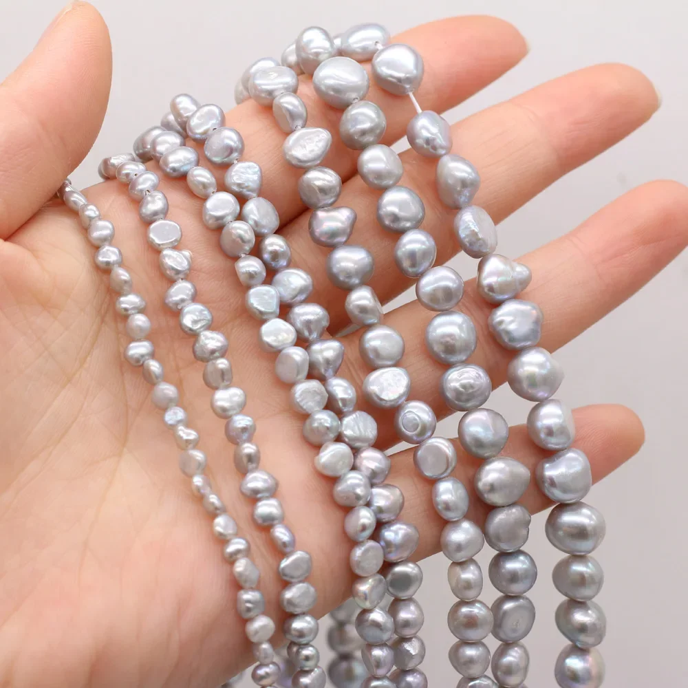 100% Natural Pearl Horizontal Hole Two-sided Light Gray Bead For Jewelry Making DIY Necklace Bracelet Accessories Charm Gift36CM